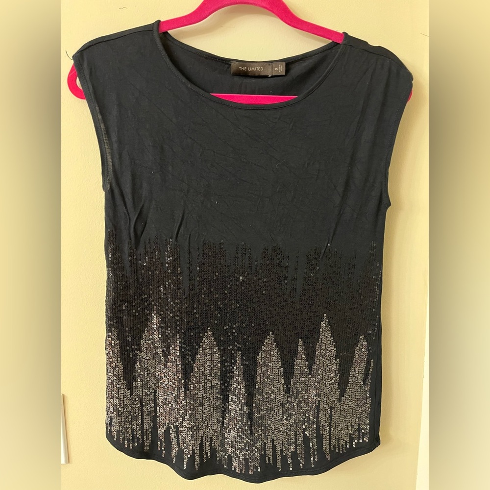 The Limited XS black sparkly tank top.